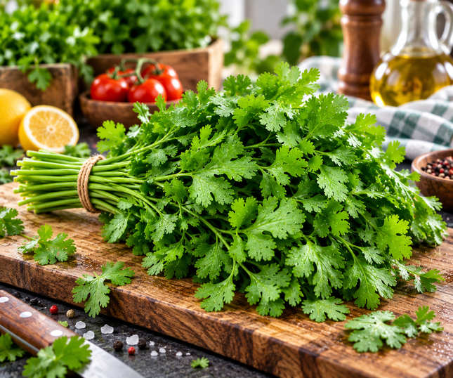 Frischer Koriander – aromatische Kräuter im Bund