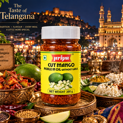 Priya Cut Mango Pickle ohne Knoblauch 300 g