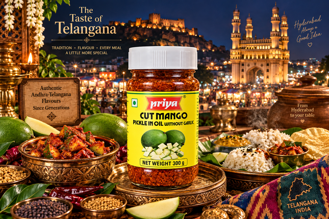 Priya Cut Mango Pickle ohne Knoblauch 300 g