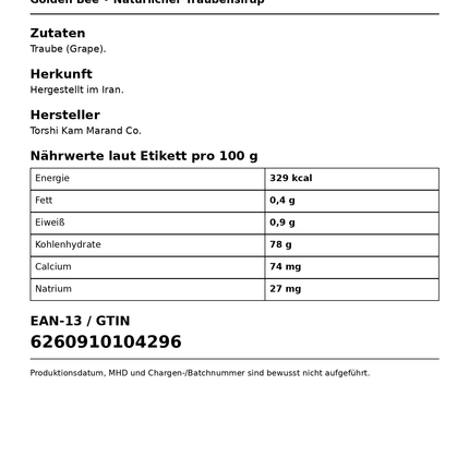 Natural Grape Syrup 500 g