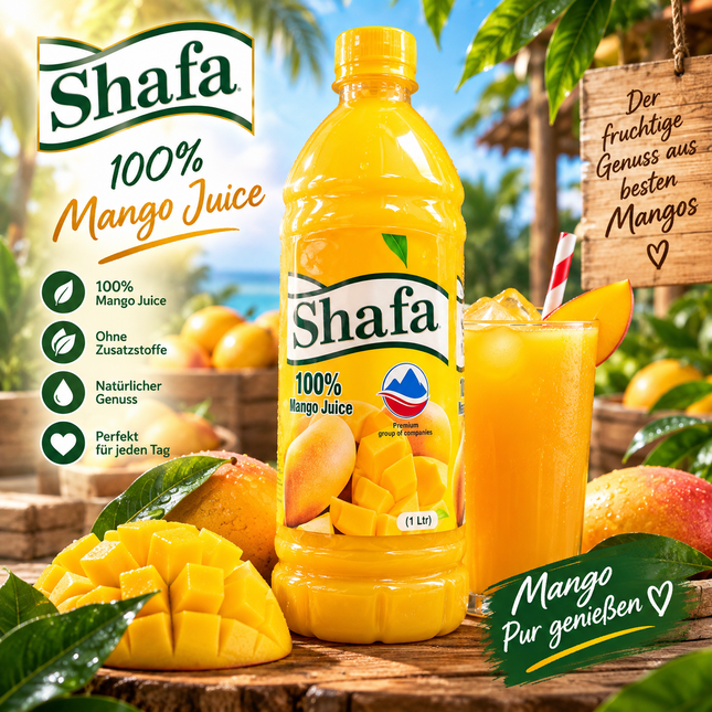 Shafa Mangosaft – 500 ml & 1 l – Fruchtiger Mangogenuss