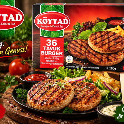 Köytad Tavuk Burger Halal 36 Stück 2,34 kg – tiefgekühlt