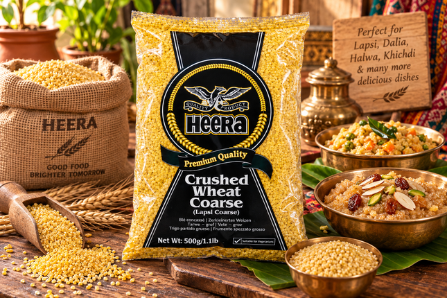 Heera Crushed Wheat Coarse 500 g – Grober Weizenschrot