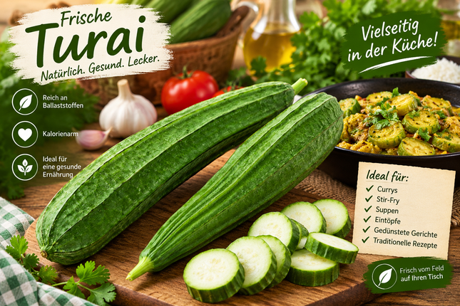Frische Turai (Ridge Gourd) – indisches Gemüse