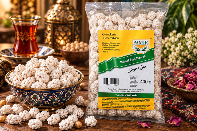 Pamir Gezuckerte Kichererbsen 400 g – Süßer Kichererbsen-Snack