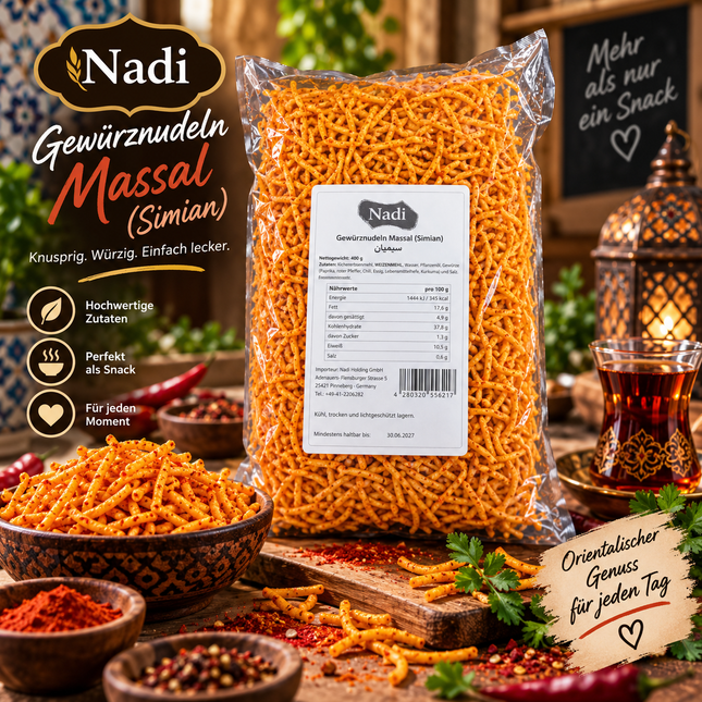 Nadi Gewürznudeln Massal (Simian) 400 g – Würzige Knabberei
