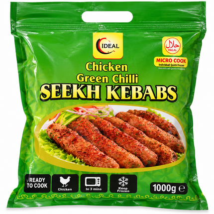 Titel: Ideal Green Chilli Seekh Kebab Halal 1 kg – tiefgekühlt