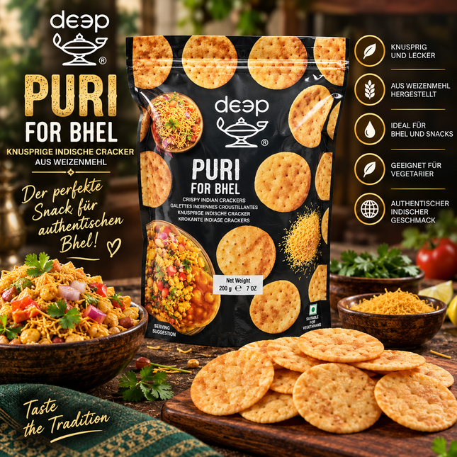 Deep Puri for Bhel 340 g – Knusprige Puri für Bhel & Chaat