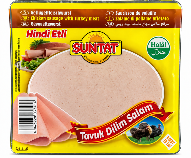 Suntat Hindi Etli Tavuk Dilim Salam 200 g – Halal Geflügelsalami