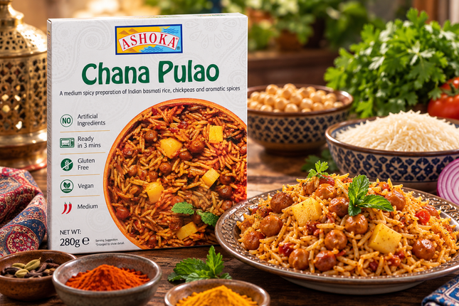 Ashoka Chana Pulao – Gewürzreis mit Kichererbsen 280 g