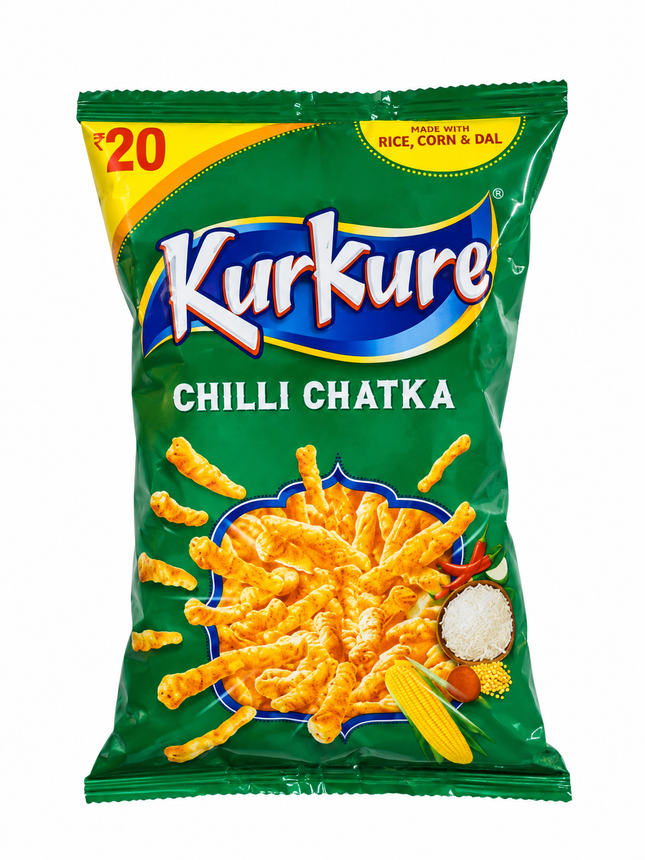 Kurkure Chilli Chatka 68 g – Scharfer indischer Mais-Snack