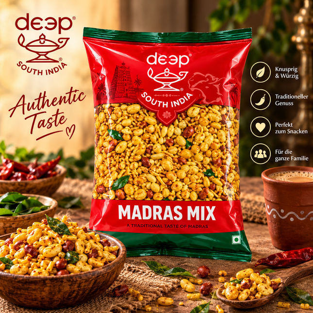 Deep Madras Mix 340 g – Würzige indische Knabbermischung