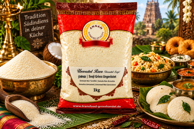 Annam Unroasted Rava 1 kg – Ungerösteter Weizengrieß