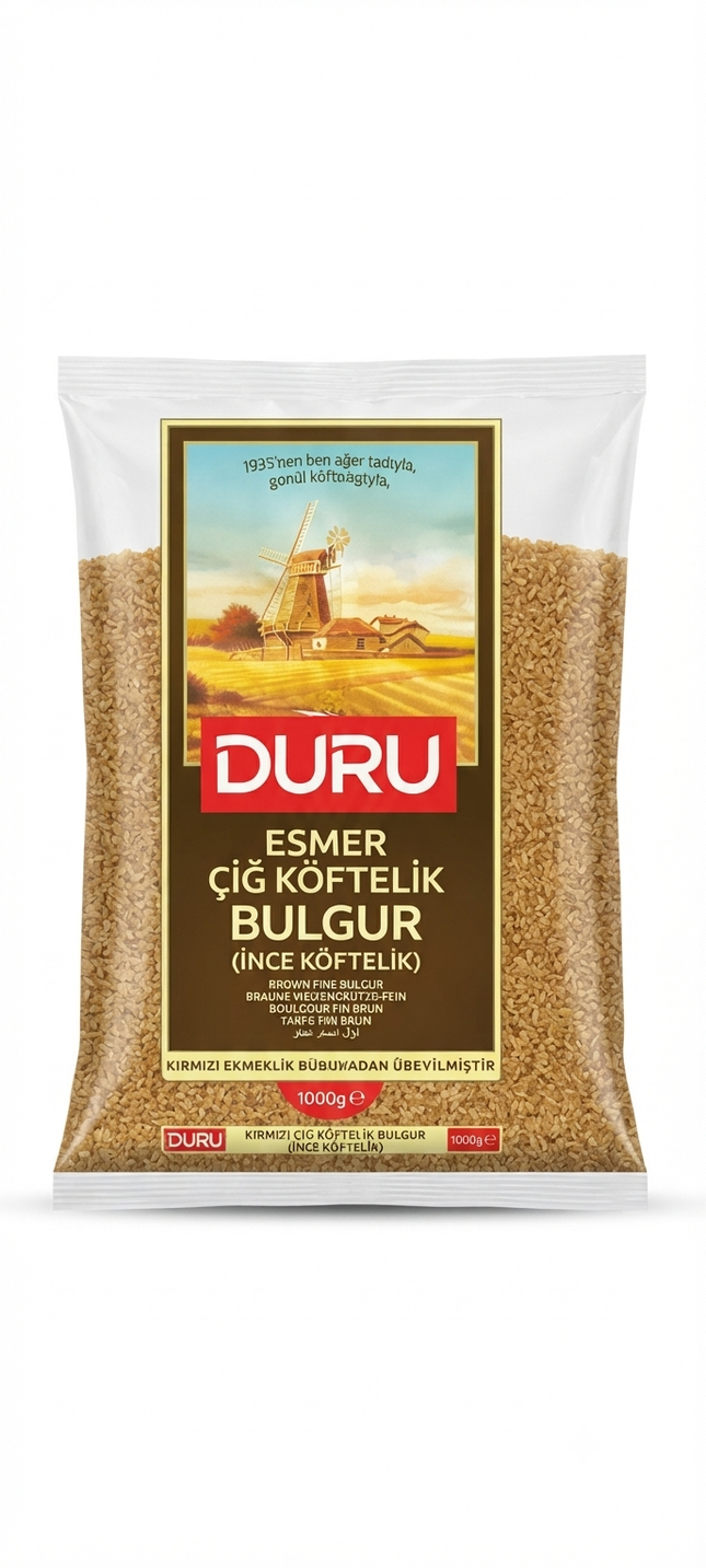 Duru Esmer Çiğ Köftelik Bulgur 1 kg – Brauner Köfte-Bulgur