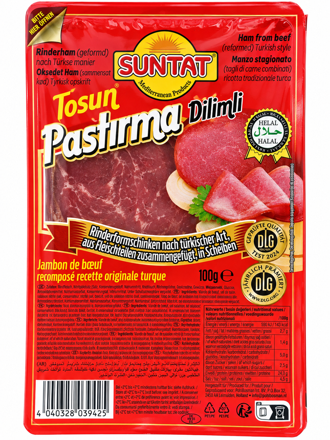 Suntat Tosun Üstırma Dilimli 100 g – Halal Rinder-Pastırma