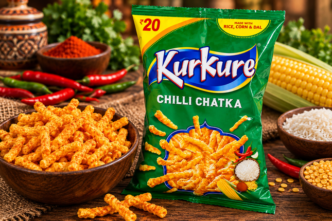 Kurkure Chilli Chatka 68 g – Scharfer indischer Mais-Snack