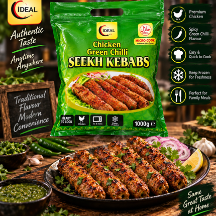 Titel: Ideal Green Chilli Seekh Kebab Halal 1 kg – tiefgekühlt