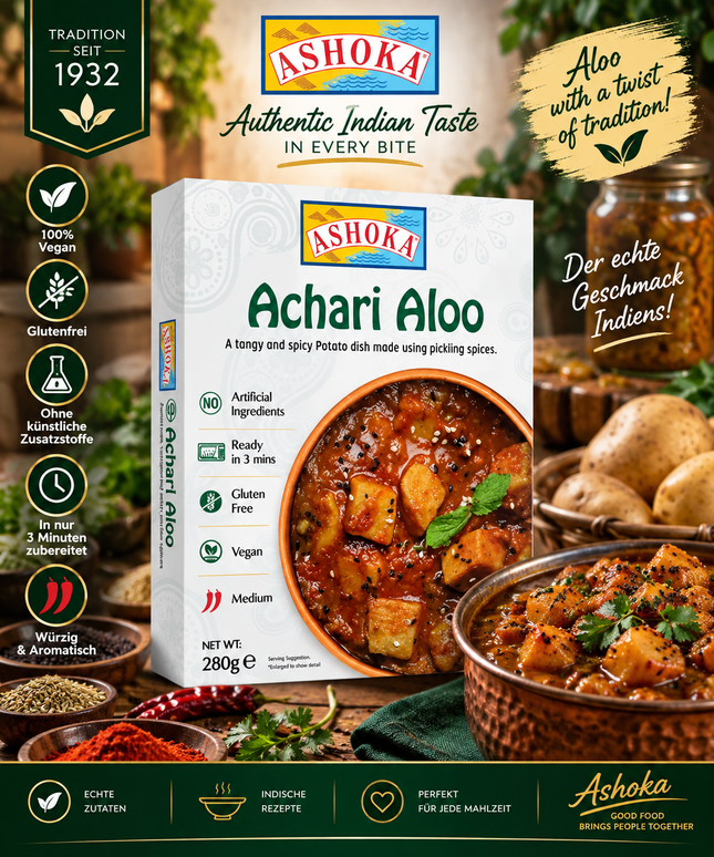 Ashoka Achari Aloo 280 g – Kartoffeln in würziger Achari-Sauce