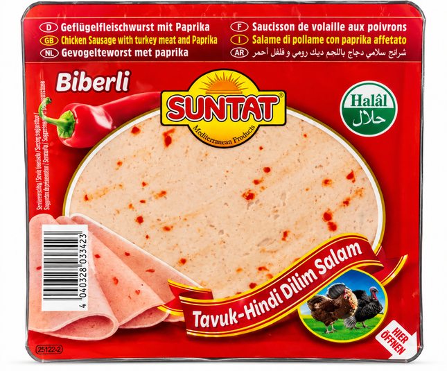 Suntat Biberli Tavuk Hindi Dilim Salam 200 g – Halal Geflügelsalami