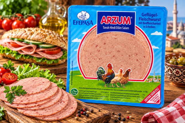 Efepaşa Arzum Tavuk Hindi Dilim Salam 200 g – Halal Geflügelsalami