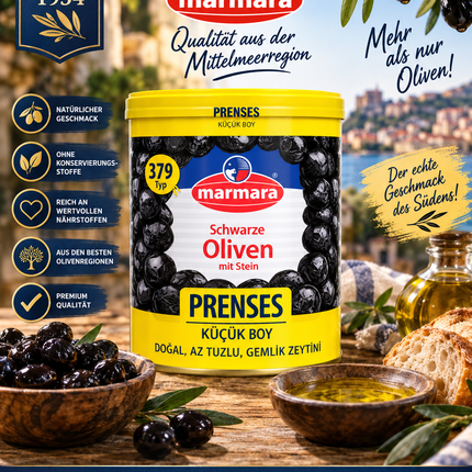 Marmara Black Olives with Pit 800 g