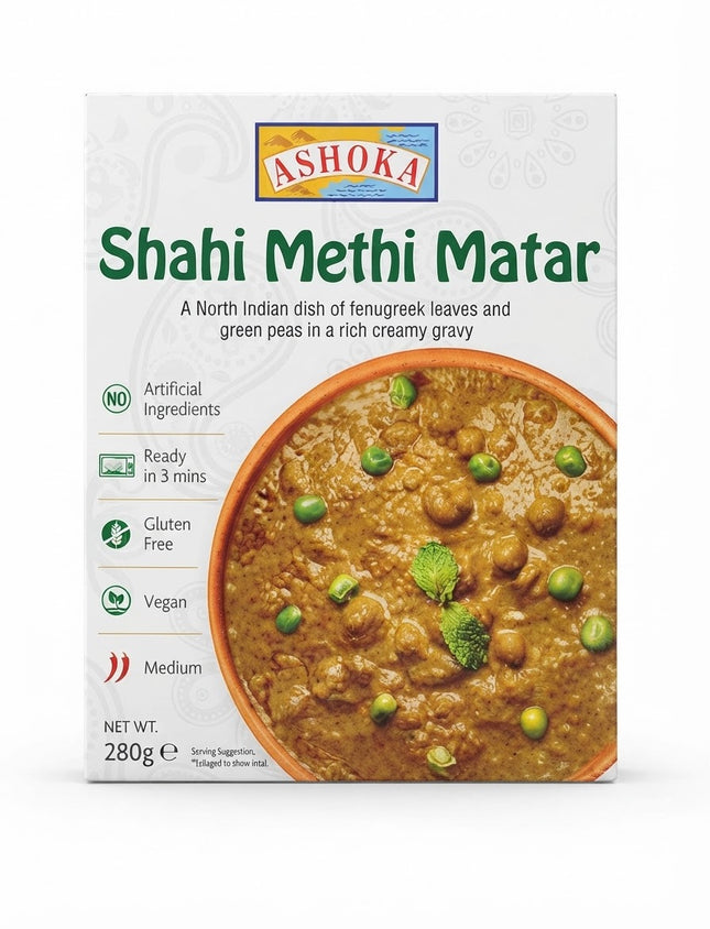 Ashoka Shahi Methi Matar 280 g – Erbsen mit Bockshornklee