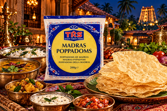 TRS Madras Poppadoms 200 g – Würzige indische Papadums