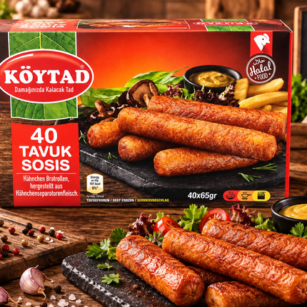 Köytad Tavuk Sosis Halal 40 Stück 2,6 kg – tiefgekühlt