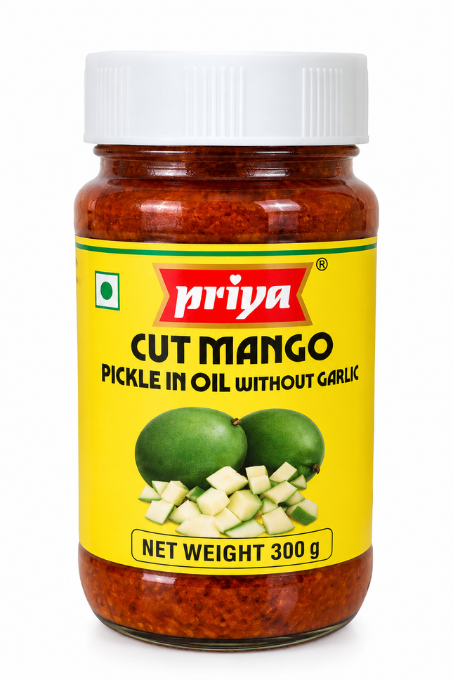 Priya Cut Mango Pickle ohne Knoblauch 300 g