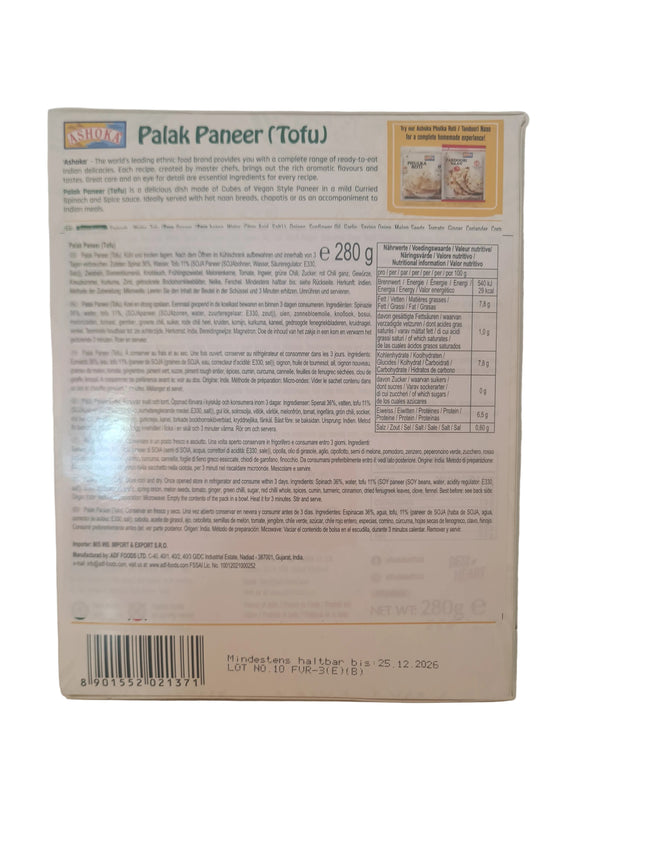 Ashoka Palak Paneer (Tofu) 280 g – Tofu in Spinatsauce