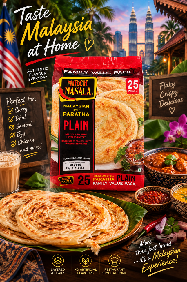 Mirch Masala Malaysian Paratha Plain 400 g – tiefgekühlt