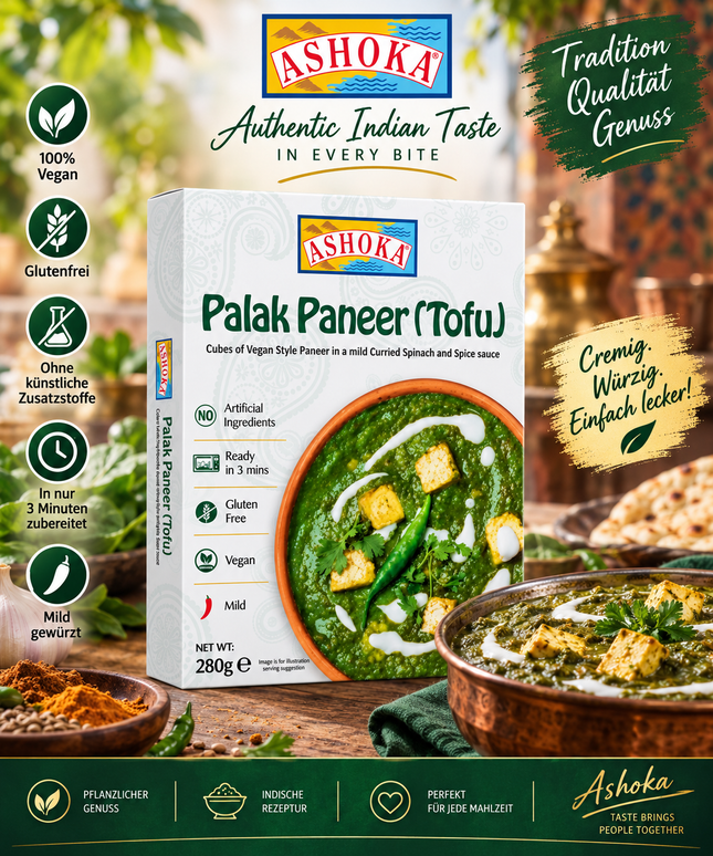 Ashoka Palak Paneer (Tofu) 280 g – Indisches Fertiggericht