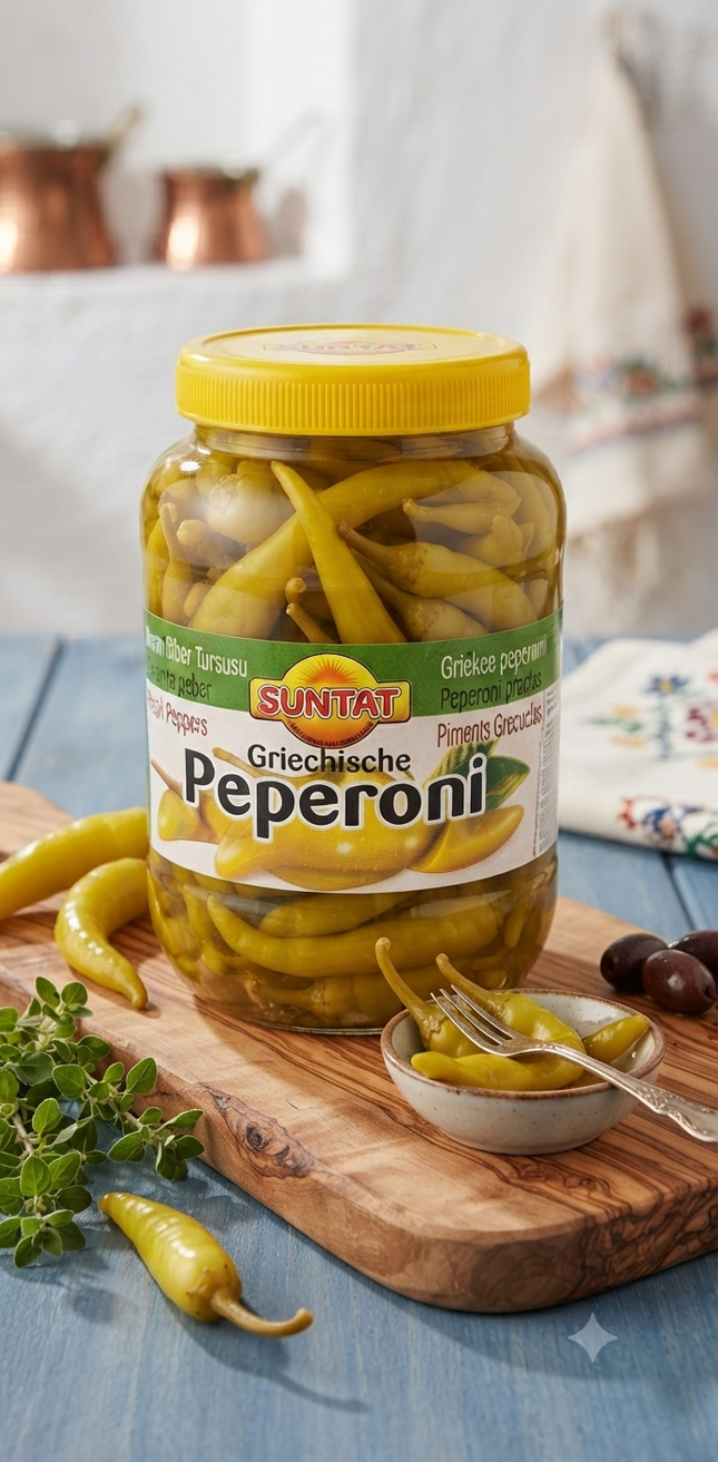 Suntat Peperoni 1400 g – Eingelegte grüne Peperoni
