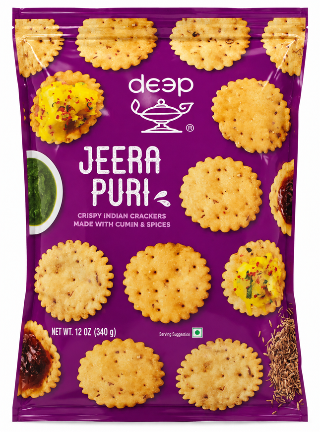 Deep Jeera Puri 340 g – Knusprige Kümmel-Knabberei