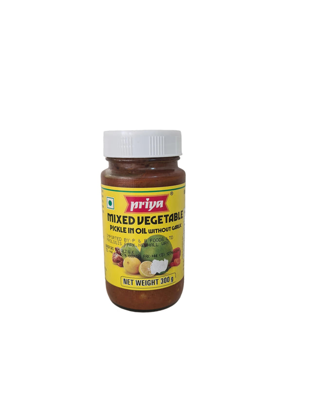 Priya Mixed Vegetable Pickle In Oil Without Garlic 300g