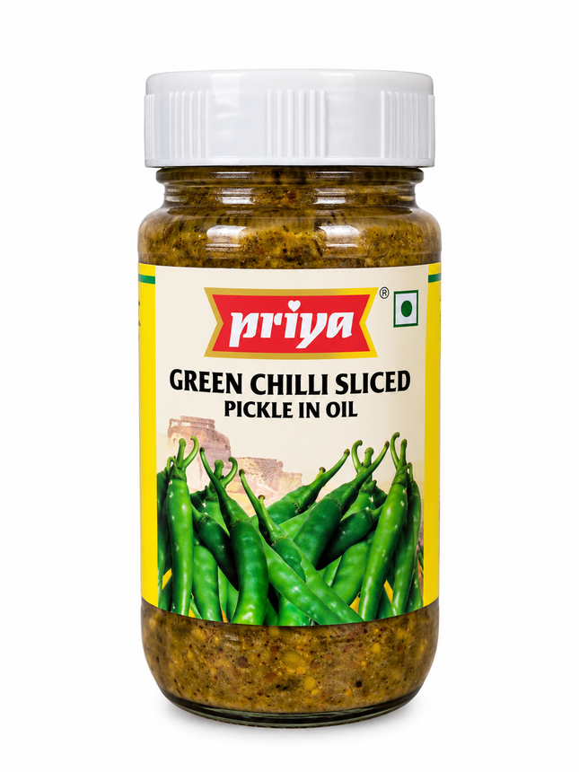 Priya Green Chilli Sliced Pickle in Oil 300 g – Grüne Chili in Öl